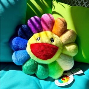 Brand New Takashi Murakami Flower Cushion Rainbow Mini Pillow - Mint Condition.